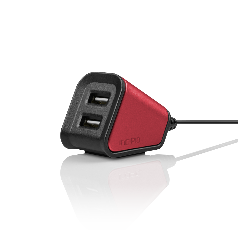 Incipio Desktop Charging Station Dual USB Red Left Angle